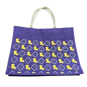 NEW The Royal Standard LOUISIANA LSU Purple and Yellow Jute Tote Bag